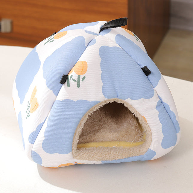 Blue and white tulips Soft Shelter for Small Mammals Hanging & Floor Use Waterproof Surface Easy Clean(Size
