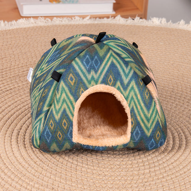 Ethnic-style canvas design Soft Shelter for Small Mammals Hanging & Floor Use Waterproof Surface Easy