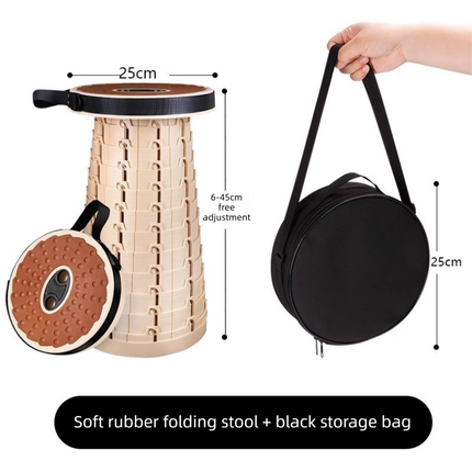 Adjustable Folding Stool Portable Height-Regulatable Seat with Carry Bag for Outdoor Use