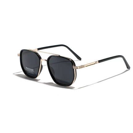 Gold and black Rectangular Sunglasses – Classic Frame Design with Adjustable Nose Pads for Daily Wear
