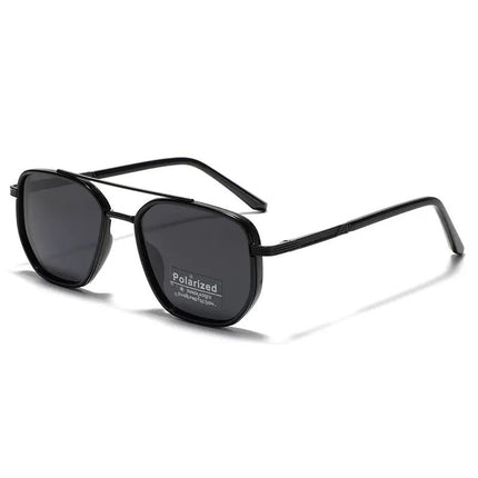 Glossy black Rectangular Sunglasses Classic Frame Design with Adjustable Nose Pads for Daily Wear