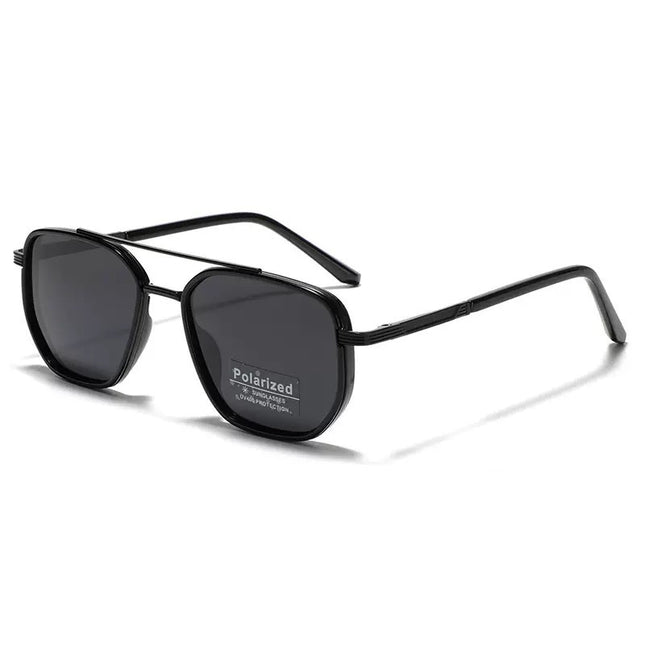 Glossy black Rectangular Sunglasses Classic Frame Design with Adjustable Nose Pads for Daily Wear