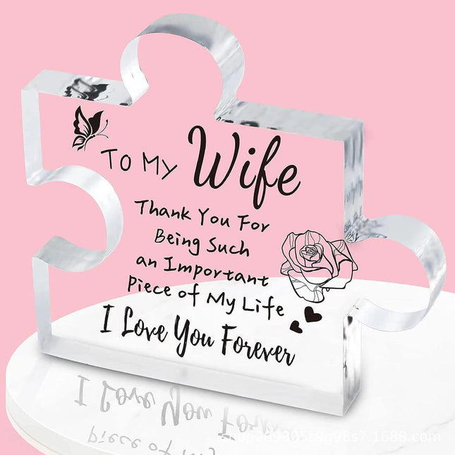 Interlocking Puzzle-Shaped Desktop Decor 10.5cm Square Display Piece for Home or Gifting(Wife)