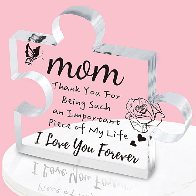 Interlocking Puzzle-Shaped Desktop Decor 10.5cm Square Display Piece for Home or Gifting(Mom)