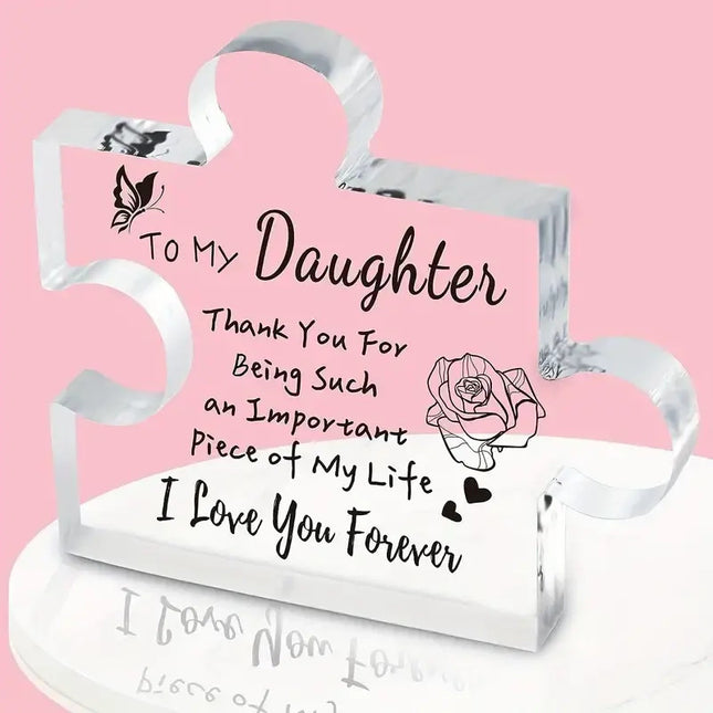 Interlocking Puzzle-Shaped Desktop Decor 10.5cm Square Display Piece for Home or Gifting(Daughter)