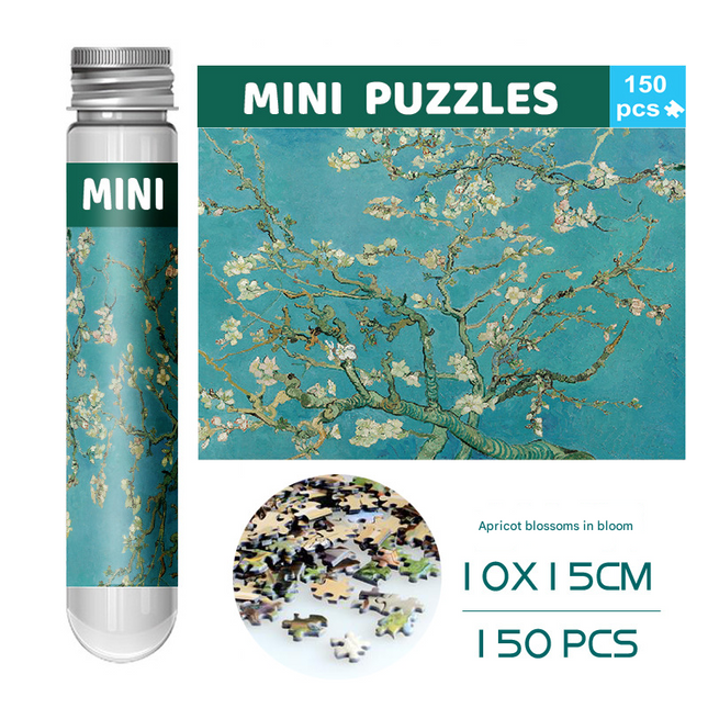 2 PCS 150-Piece Mini Puzzle in Reusable Tube Compact Jigsaw for Home or Travel Frame Not