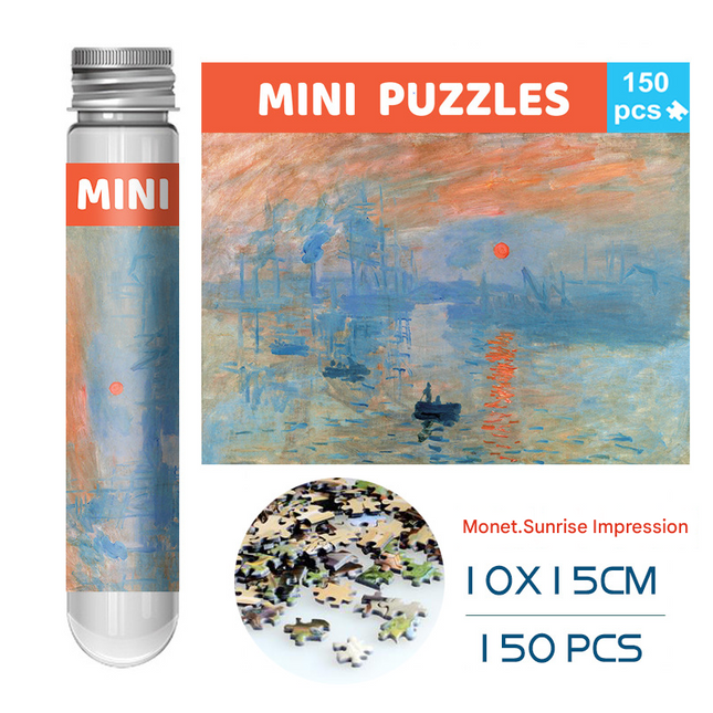 2 PCS 150-Piece Mini Puzzle in Reusable Tube Compact Jigsaw for Home or Travel Frame Not