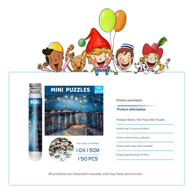 2 PCS 150-Piece Mini Puzzle in Reusable Tube Compact Jigsaw for Home or Travel Frame Not – product detail