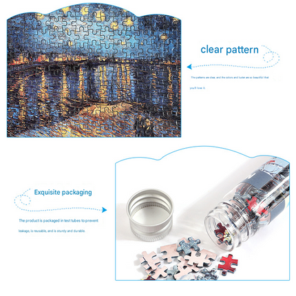 2 PCS 150-Piece Mini Puzzle in Reusable Tube Compact Jigsaw for Home or Travel Frame Not – shape and profile