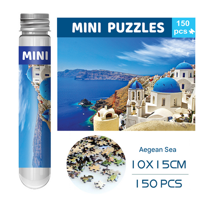 2 PCS 150-Piece Mini Puzzle in Reusable Tube Compact Jigsaw for Home or Travel Frame Not