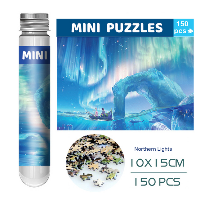 2 PCS 150-Piece Mini Puzzle in Reusable Tube Compact Jigsaw for Home or Travel Frame Not