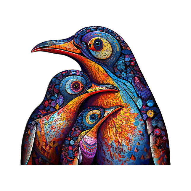 Irregular-Shaped Puzzle A3 Size (33 x 43cm) 210-Piece Design 4mm Thickness Compact Packaging(Three Penguins)