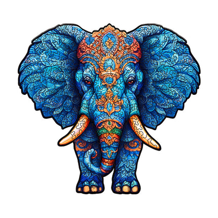 Irregular-Shaped Puzzle – A3 Size (33×43cm), 210-Piece Design, 4mm Thickness, Compact Packaging(Glacier Blue Elephant)