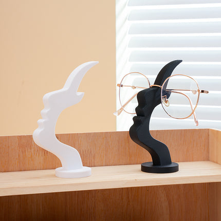 Black and white two pieces Desktop Eyeglass Holder – Minimalist Design for Home or Office, Stable Display Stand with Rounded Base