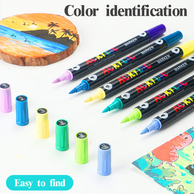 Dual-Tip Acrylic Markers 12-Pack Water-Based Quick-Dry Waterproof for Multi-Surface Writing and Coloring – product detail