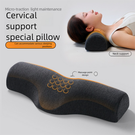 Light grey Cervical Support Pillow Memory Foam Core with Ergonomic Design for Neck Pain Relief and Deep – shape and profile