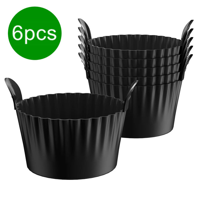 Black Silicone Egg Poaching Mold 6-Pack Heat-Resistant with Side Handles for Air Fryer Oven Microwave and