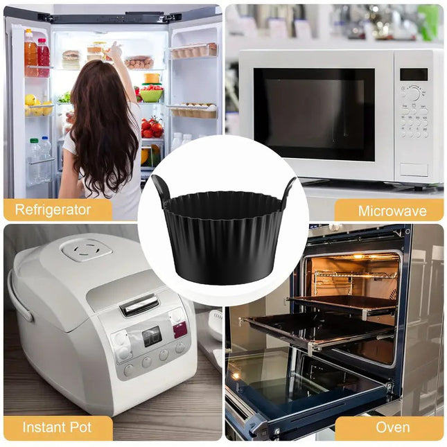 Black Silicone Egg Poaching Mold 6-Pack Heat-Resistant with Side Handles for Air Fryer Oven Microwave and – product detail