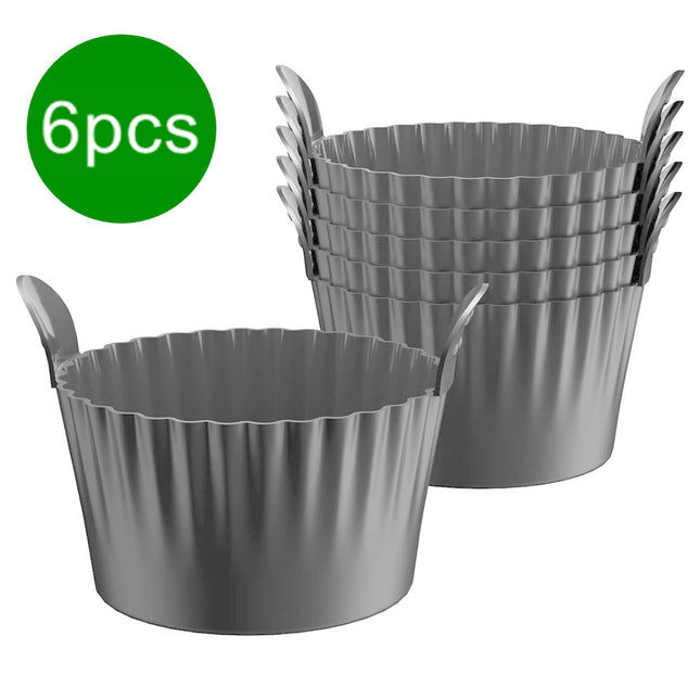 Grey Silicone Egg Poaching Mold 6-Pack Heat-Resistant with Side Handles for Air Fryer Oven Microwave and