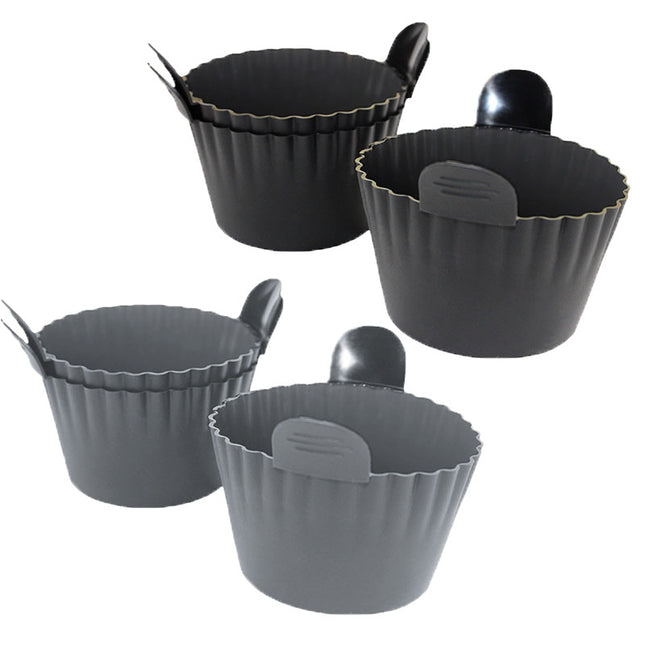 Silicone Egg Poaching Mold 6-Pack (3 Gray Plus 3 Black) Heat-Resistant with Side Handles for Air Fryer Oven