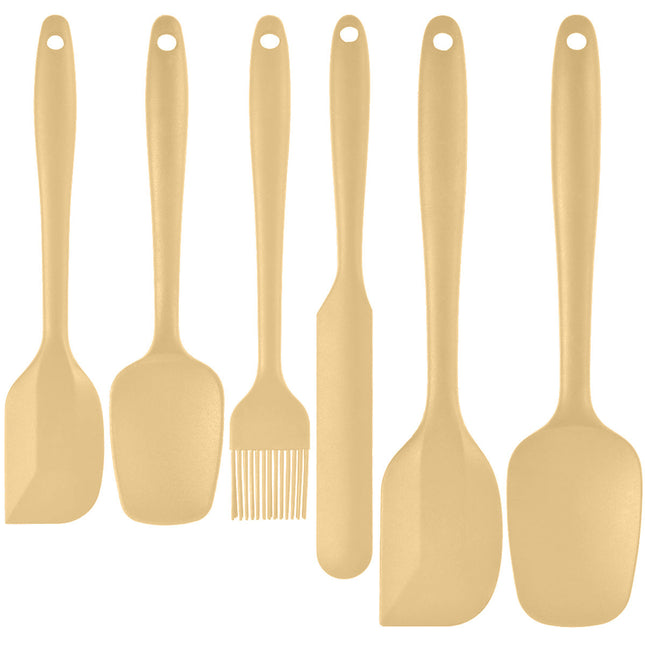 6-Piece Yellow Silicone Spatula Set Heat-Resistant Non-Scratch Kitchen Tools with Integrated