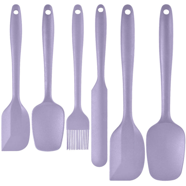 6-Piece Purple Silicone Spatula Set Heat-Resistant Non-Scratch Kitchen Tools with Integrated
