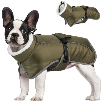 Blue Dog Winter Jacket – Warm, Windproof & Waterproof Pet Coat with Fleece Lining and Reflective Strips for Cold Weather(Size: L)