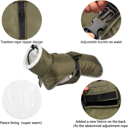 Blue Dog Winter Jacket – Warm, Windproof & Waterproof Pet Coat with Fleece Lining and Reflective Strips for Cold Weather(Size: XL)