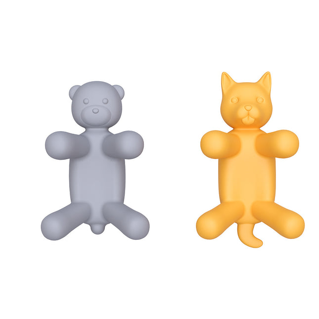 2-Pack Silicone Sponge Holder Bear and Cat Shaped Dish Rack for Sink Soap & Scrubber Storage
