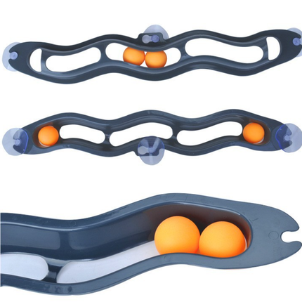Black Cat Track Ball Toy – Wave-Shaped Wall Mount Puzzle for Indoor Cats, with Rolling Balls and Suction Cups