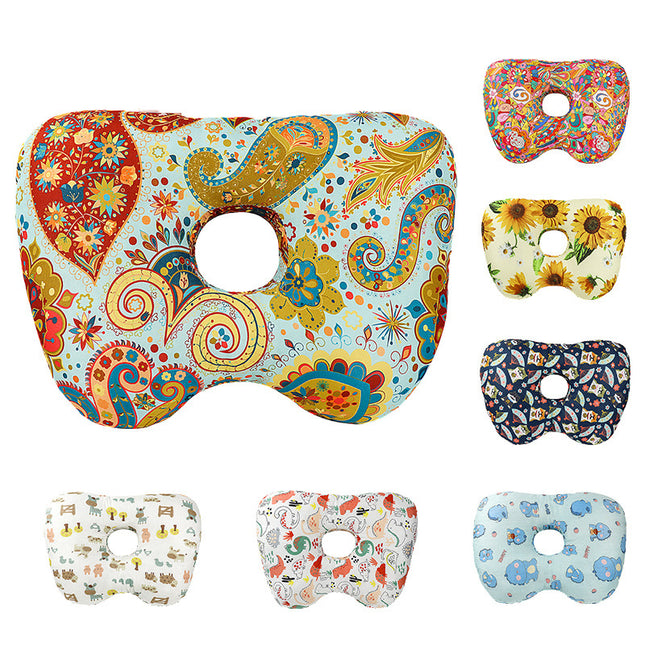 Cashew blossoms Hollow Ear Support Pillow Adjustable Side Sleep Neck Cushion with PP Cotton Filling and