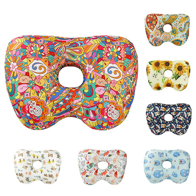 Rainbow Flower Hollow Ear Support Pillow Adjustable Side Sleep Neck Cushion with PP Cotton Filling and