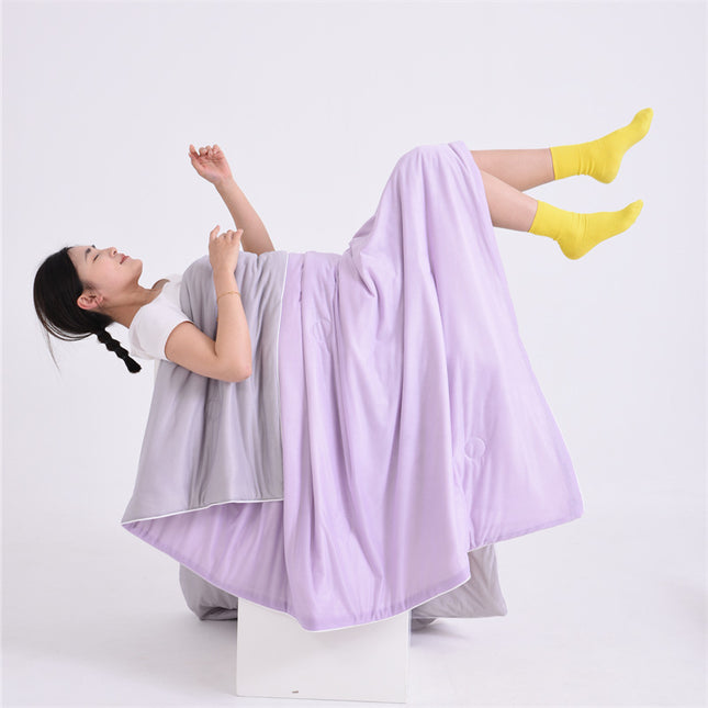 Purple and gray Cooling Summer Quilt with Ice Silk Fabric Lightweight Breathable Air Conditioner