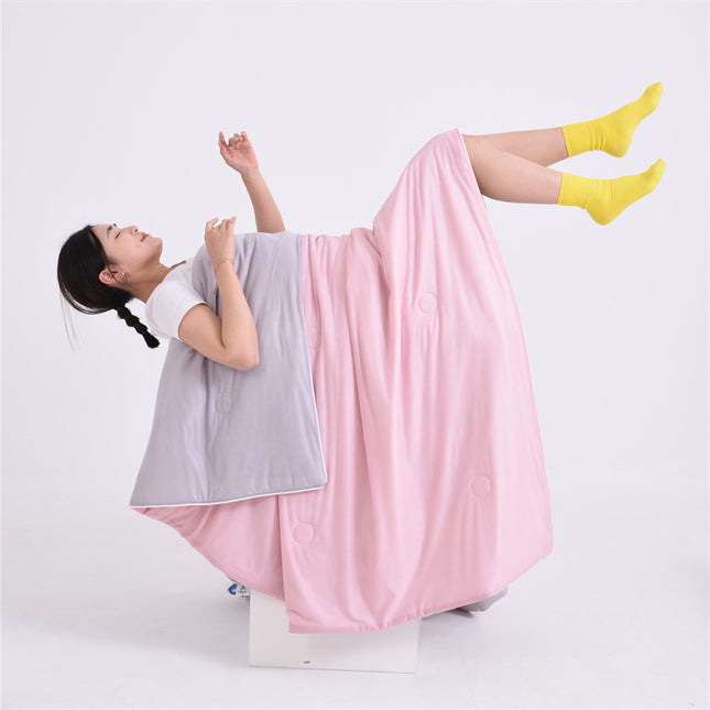 Pink and grey Cooling Summer Quilt with Ice Silk Fabric Lightweight Breathable Air Conditioner