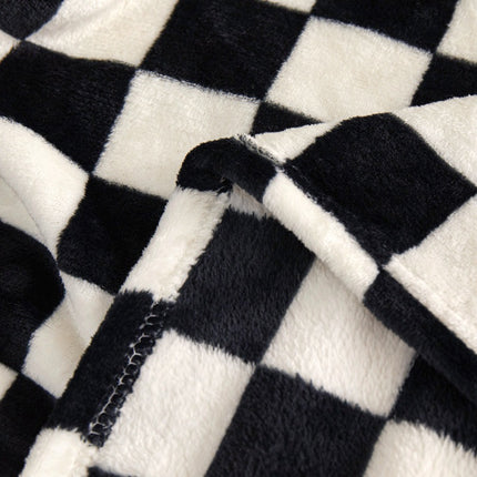 Green and white checkered pattern Double-Sided Plaid Fleece Blanket 100 x 150cm Machine – shape and profile