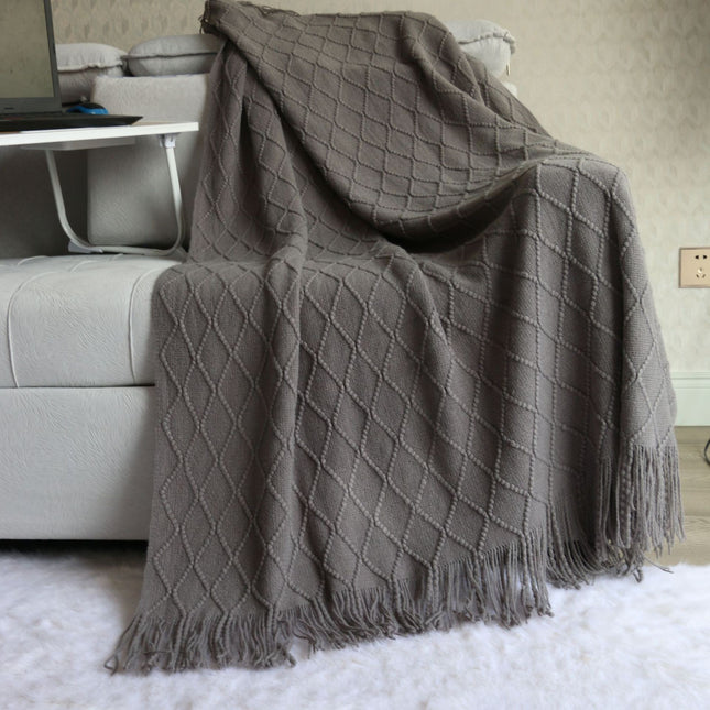 Smoky grey Nordic Minimalist Knit Throw Blanket 127 x 180cm Lightweight Soft & Breathable