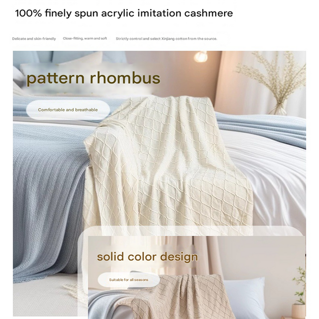 Smoky grey Nordic Minimalist Knit Throw Blanket 127 x 180cm Lightweight Soft & Breathable – product detail