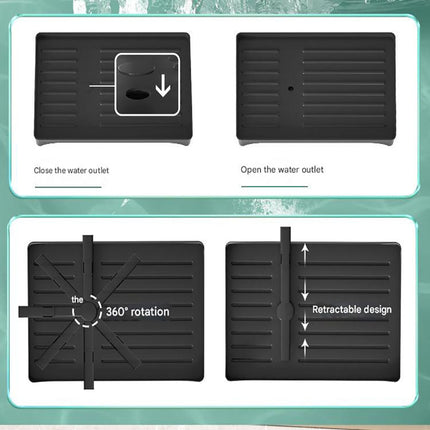 Black Foldable Dish Rack with Drain Tray Knife & Chopstick Holder Cup Rack and Cutting – shape and profile