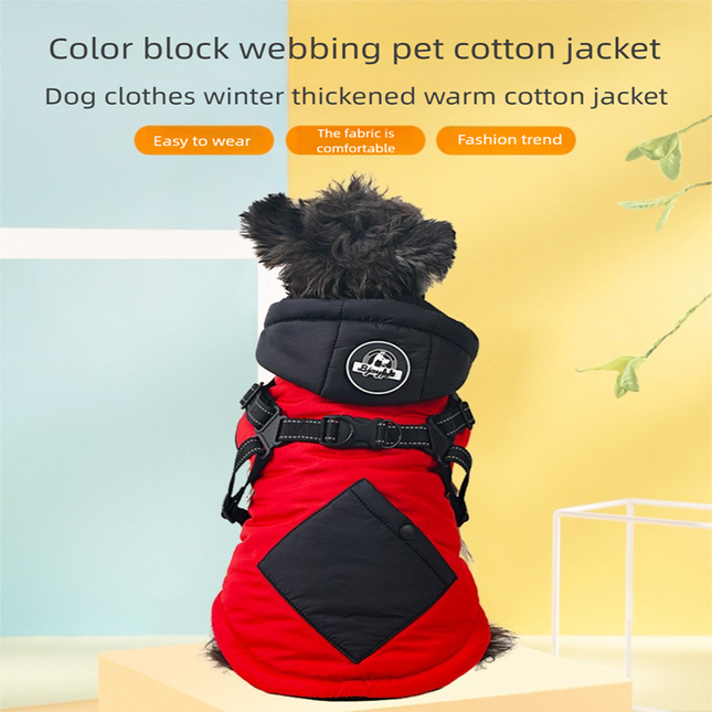 Red Thickened Winter Dog Coat with Reflective Strips (Size – product detail