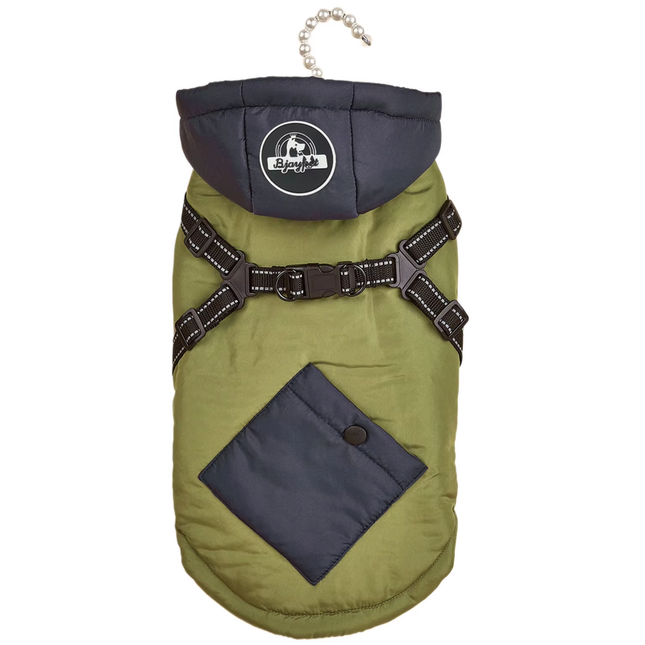 Green Thickened Winter Dog Coat with Reflective Strips (Size V888-ELOSUNG48542