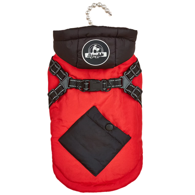 Red Thickened Winter Dog Coat with Reflective Strips (Size V888-ELOSUNG48543