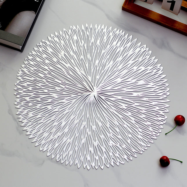 Silver Set of 3 Nordic-Style Round Table Mats Heat-Resistant Non-Slip PVC Placemats for Home Use