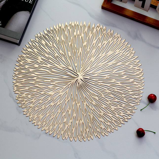 Gold Set of 3 Nordic-Style Round Table Mats Heat-Resistant Non-Slip PVC Placemats for Home Use