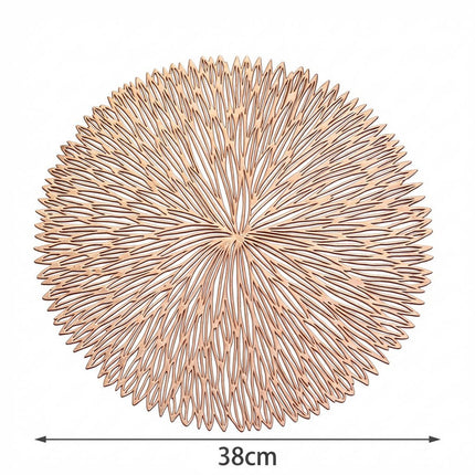 Gold Set of 3 Nordic-Style Round Table Mats – Heat-Resistant, Non-Slip PVC Placemats for Home Use, Creative Dish Pads, 38cm Diameter, Ideal for Dining Tables and Decor