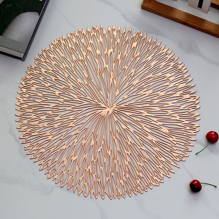 Rose gold Set of 3 Nordic-Style Round Table Mats – Heat-Resistant, Non-Slip PVC Placemats for Home Use, Creative Dish Pads, 38cm Diameter, Ideal for Dining Tables and Decor