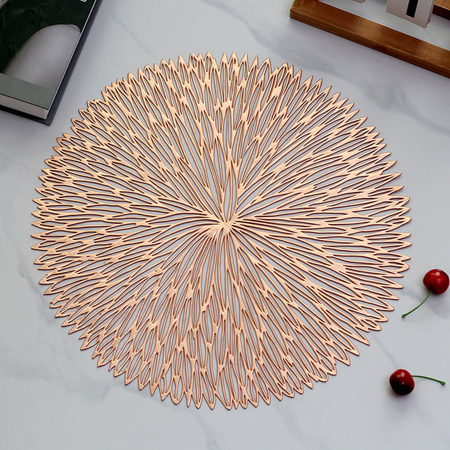Rose gold Set of 3 Nordic-Style Round Table Mats Heat-Resistant Non-Slip PVC Placemats for Home