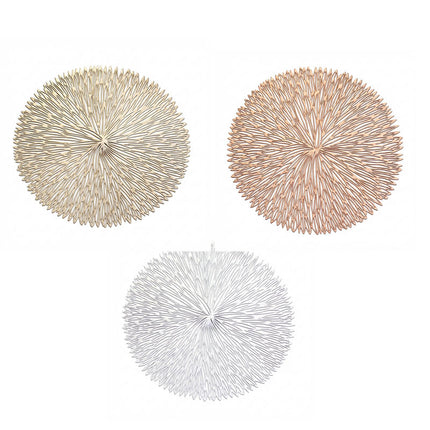 Set of 3 Nordic-Style Round Table Mats – Heat-Resistant, Non-Slip PVC Placemats for Home Use, Creative Dish Pads, 38cm Diameter, Ideal for Dining Tables and Decor