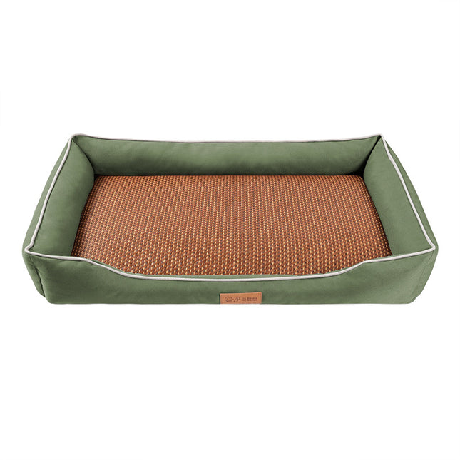 Green Rectangular Pet Bed with Removable Cooling Mat (Size V888-ELOSUNG48553