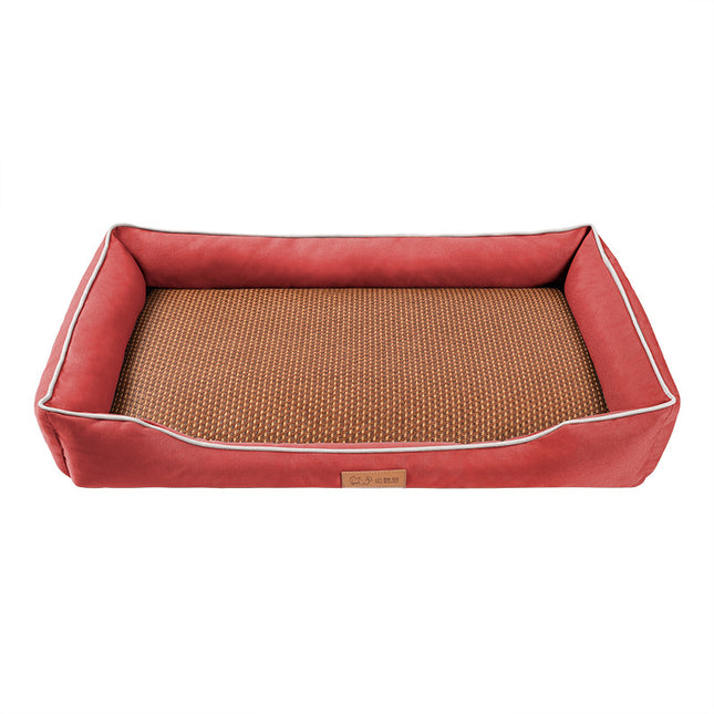 Red Rectangular Pet Bed with Removable Cooling Mat (Size V888-ELOSUNG48554