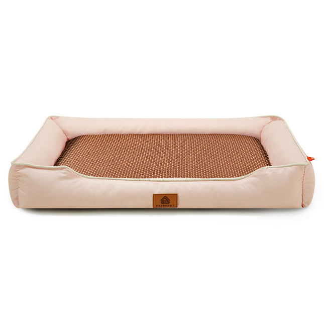 Pink Rectangular Pet Bed with Removable Cooling Mat (Size V888-ELOSUNG48562